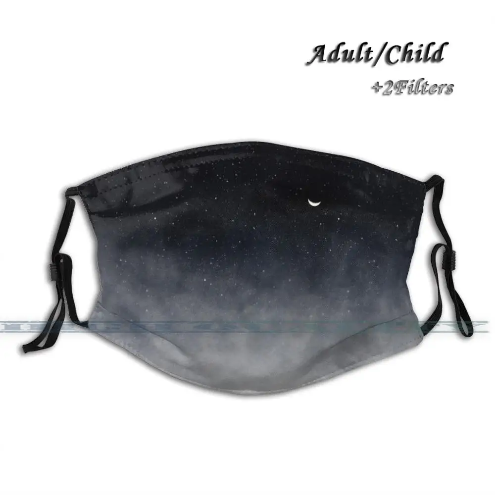 

После того, как мы умрём от загрязнения пыли черная маска моющаяся и многоразовая Pm2.5 маска для рта для лица пейзаж Луна ночное небо облака с...