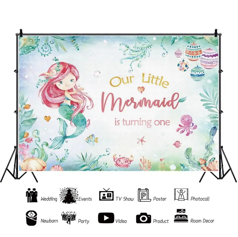 Yeele Русалка Вечеринка день рождения фотографический фон морские водоросли Краб