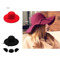 amazing women hat sun protection comfortable pure color bowknot fedora cap felt cap winter hat