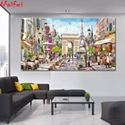 Алмазная 5d Вышивка сделай сам, мозаика с изображением башни Парижа, улица ручной работы, Европейский ландшафт, большой размер arr