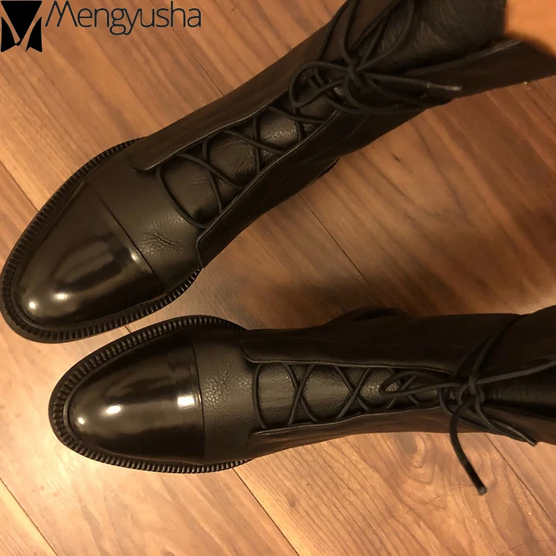 Женские ботинки в стиле панк мотоциклетные до середины икры с острым носком и