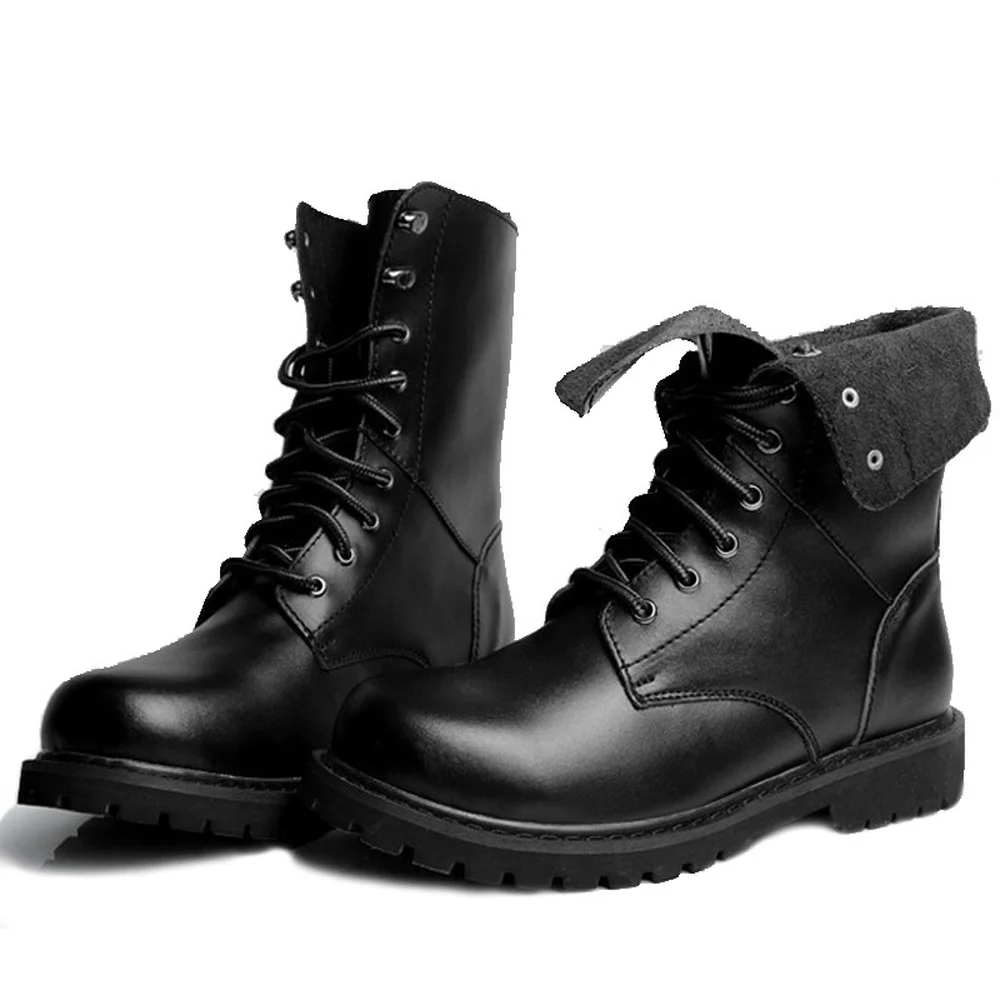 

DAFENP Fashion Men Boots Winter Outdoor Leather Military Boots Breathable Army Combat Plus Size Desert Boots Men Hiking Shoes