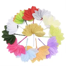 100pcs Mini Artificial Flowers Leaves Fake Leaf Shaped Rose Flower Decor Scrapbooking Crafts for Wedding Decoration DIY Supplies