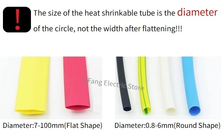 Heat Shrink Tube 7mm 8mm 9mm 10mm 11mm 12mm 13mm 14mm 15mm 2:1 Shrinkage Ratio Polyolefin Insulate Wire Wrap Repair Cable Sleeve |