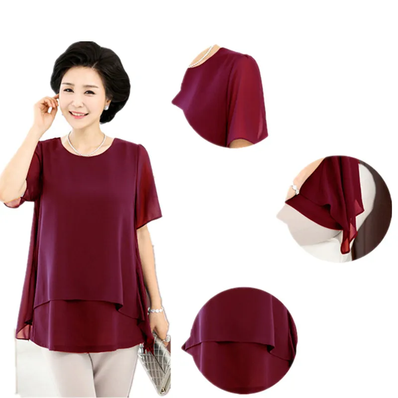 Женские летние блузки оверсайз свободная одежда для мамы большие размеры
