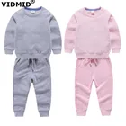 Осенняя однотонная одежда для маленьких мальчиков VIDMID, Детский свитер, штаны, Детская Хлопковая повседневная одежда для маленьких мальчиков и девочек 7060 19