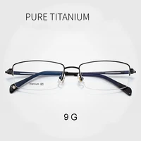 pure titanium frame glasses half rim spectacles with spring hinges men business style anti blue ray casual eyewear