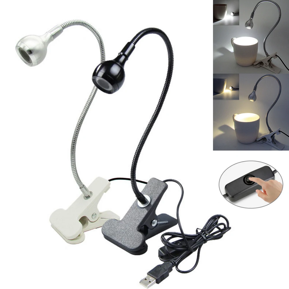 

USB Power Clip Holder LED Book Light Desk Lamp 3W Flexible LED Reading Table Lamp Switch On/Off Book Lamp for Bedroom Study Room