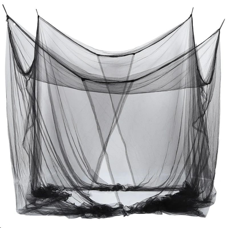 4-Corner Bed Netting Canopy Mosquito Net For Queen/King Sized Bed 190*210*240Cm (Black)