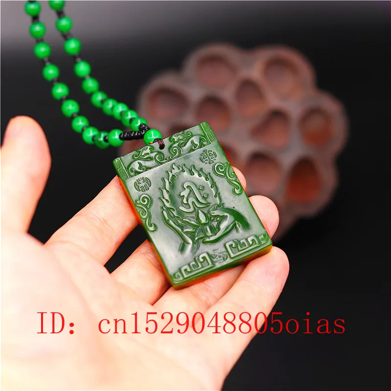 Натуральный зеленый китайский нефритовый Буддизм Лотос кулон ожерелье модное