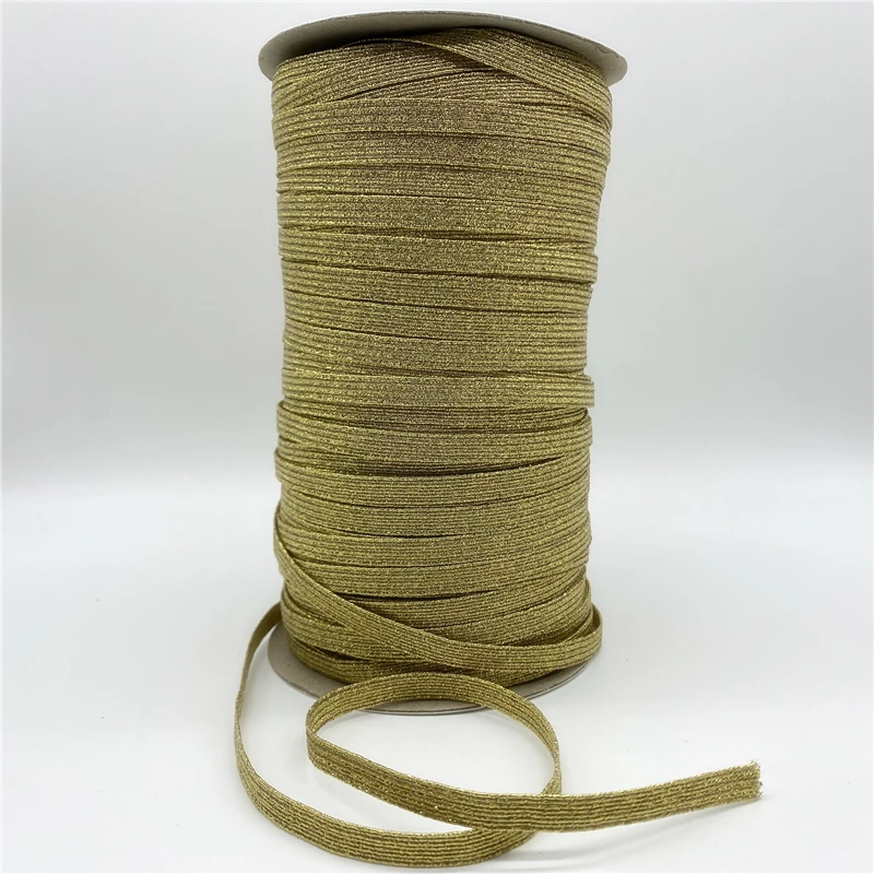 5yards 6mm Colorful Elastic Ribbon Gold Wire Glitter Rubber Band For Trim Sewing Fabric DIY Garment Accessories | Дом и сад