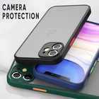 Противоударный матовый чехол для iPhone 12, 11 Pro, Xs Max, X, XR, 8, 7, 6 Plus, SE, 2020, силиконовый бампер, прозрачный жесткий чехол из поликарбоната