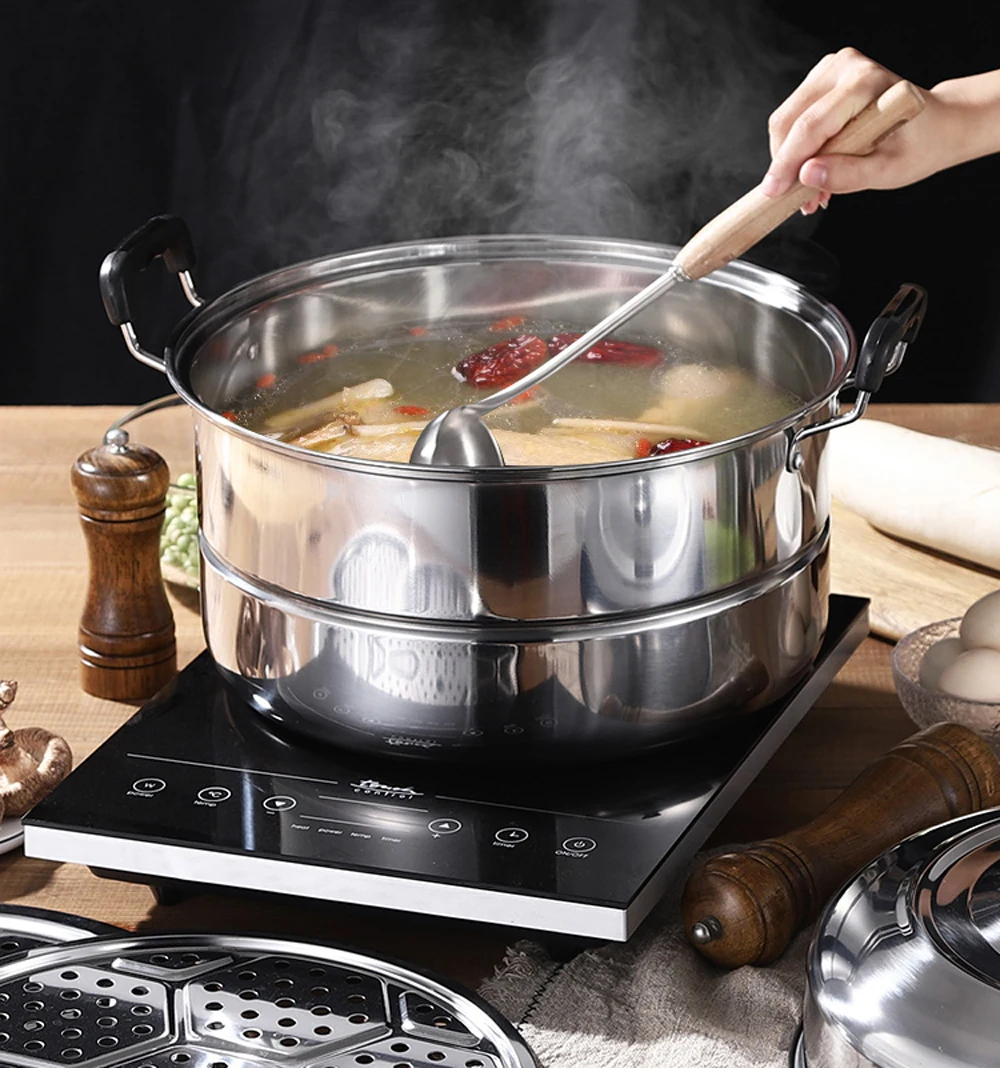Кастрюля для супа отпариватель из нержавеющей стали двойная газовая плита