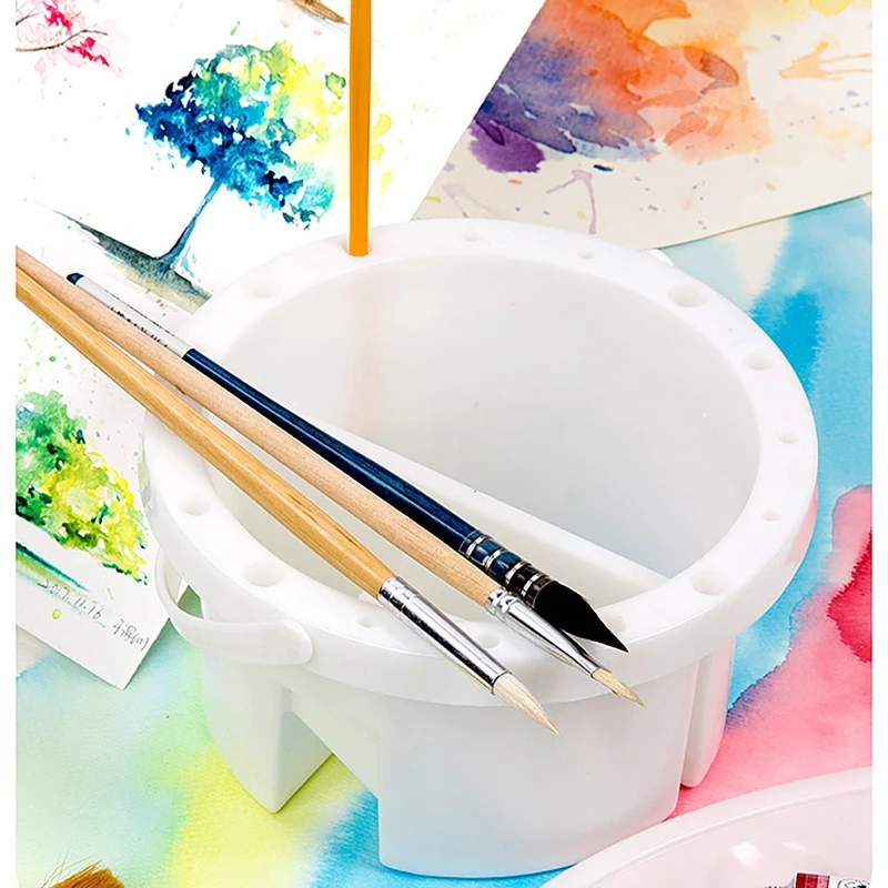 

Wash Pen Bucket Portable With Pen Holder Palette Watercolor Painting Special Multi-function Art Paint Bucket Telescopic 2022