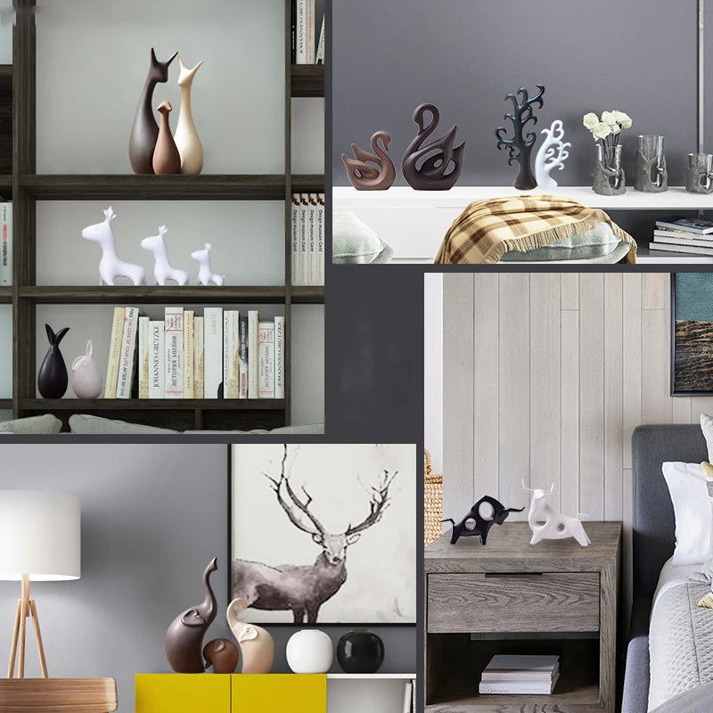 Керамические фигурки оленя и кролика в скандинавском стиле современный
