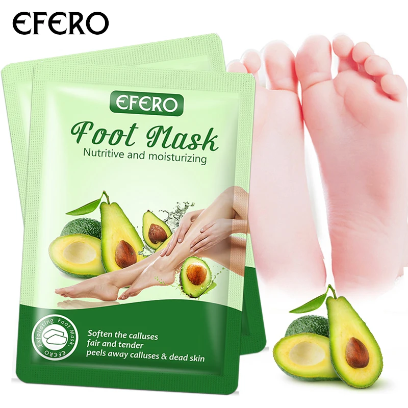 

2Pair Avocado Exfoliating Feet Mask Feet Remove Scrub Callus Hard Dead Skin Feet Mask Peeling Foot Mask for Legs Pedicure Socks