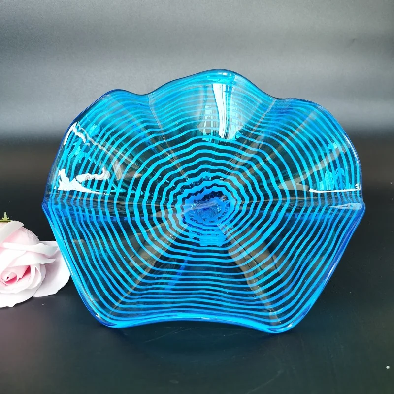 New Arrival Hand Blown Glass Wall Plates Blue Colored Home Lamps