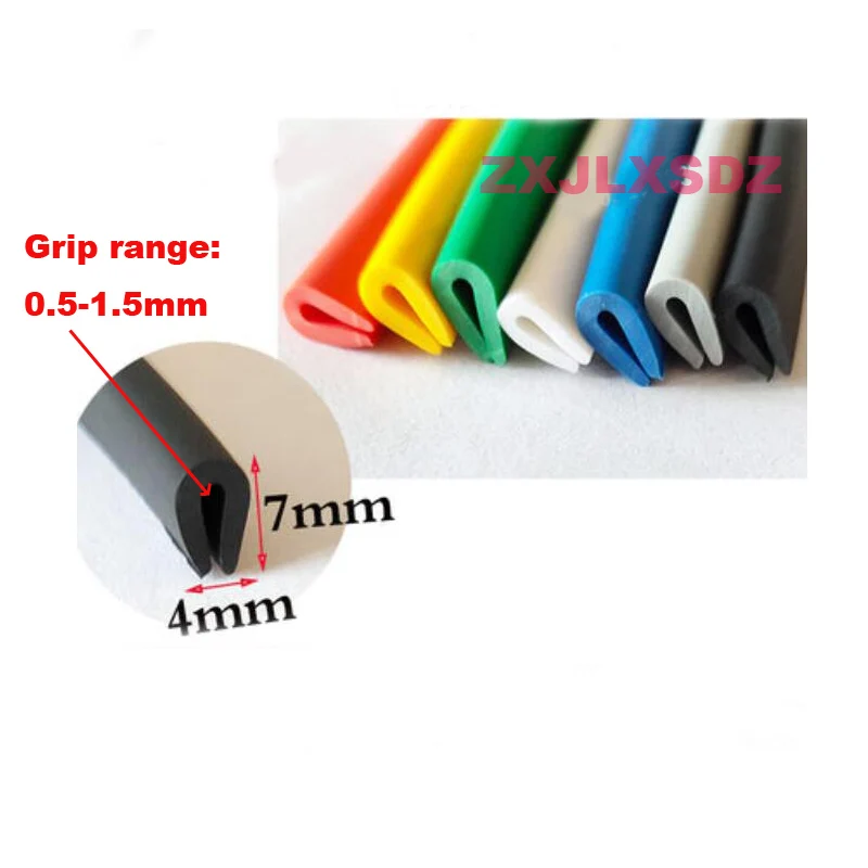 

Rubber Sealing Strip 4x7mm 0.5-1.5mm Glass Metal Wood Panel Board Edge Guard White Red Gray Black Blue Yellow Green