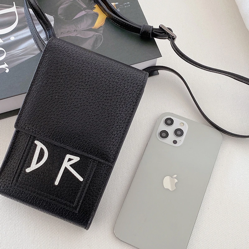 2021 spring dr3 luxury lychee pattern double pocket crossbody pouch pu leather phone bag brand designer wallet purse accessory free global shipping