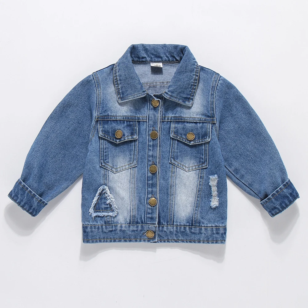 Джинсовая куртка для малышей с единорогом Осенняя детская одежда длинными