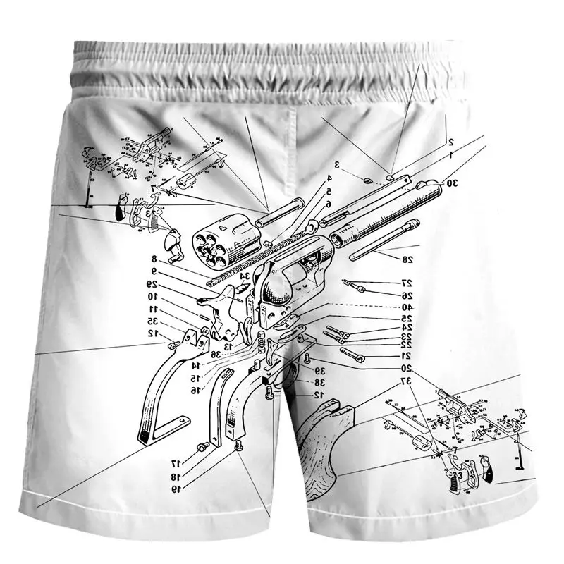 

2021 summer European and American gun pattern 3D printed shorts Summer loose beach pants Fashion casual shorts men