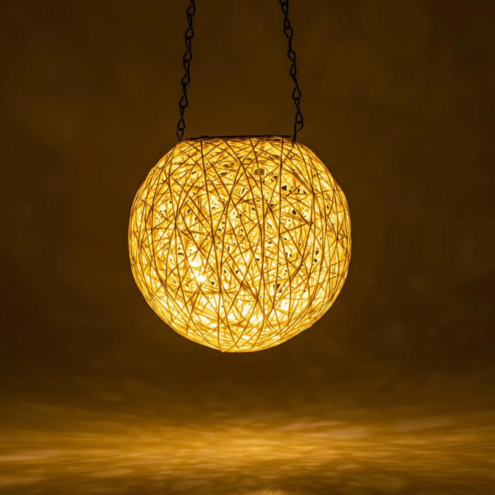 

Decorative Solar LED ing Rattan Ball Light Patio Chandelier Porch Pathway
