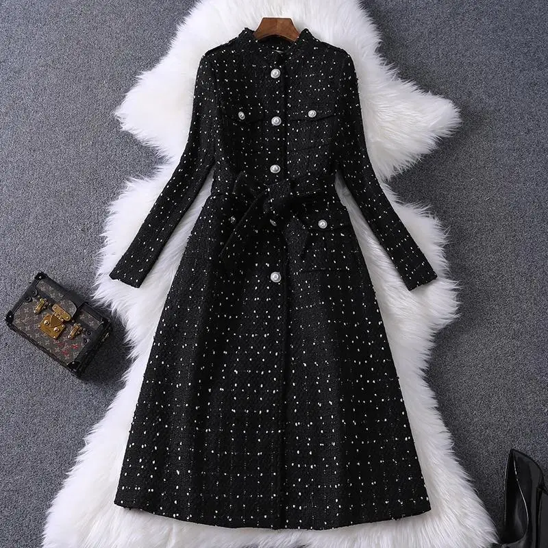 

Женское однобортное шерстяное пальто, винтажная твидовая куртка из смешанной шерсти, Z527, Осень-зима 2021