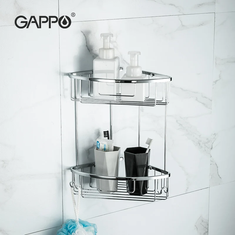 

GAPPO Bathroom Shelf Kitchen Organizer Shelves Corner Frame Iron Shower Rack Shampo Storage Bathroom Accessories