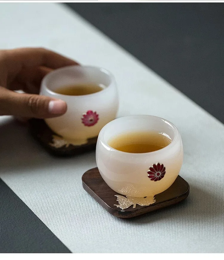 

Eco-Friendly Nature Ebony wood Ebony Metal tin Maple leaf tea art accessories coasters decorative