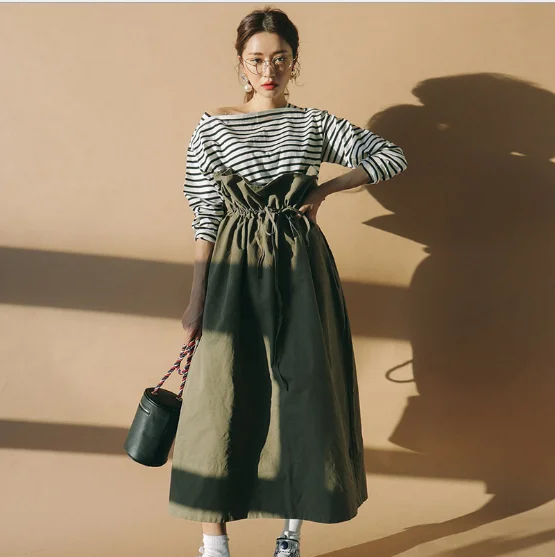 2020 новая модель чистый хлопок зеленые широкие длинные юбки с оборками высокая
