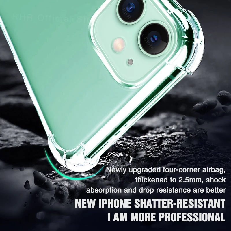 Прозрачный ударопрочный ТПУ мягкий чехол для IPhone 11 Pro X XS Max XR 6 6S 7 8 Plus SE 2020 360