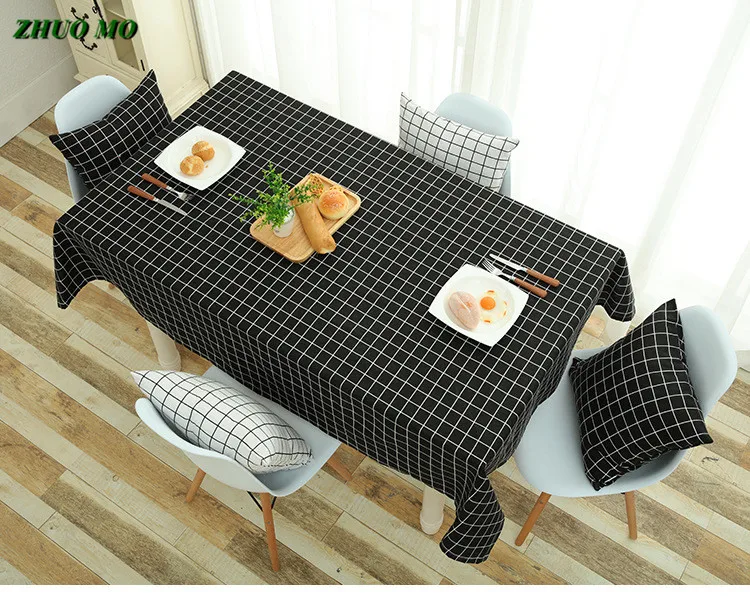 Льняная скатерть в клетку Sytlish стиле кантри многофункциональная прямоугольная