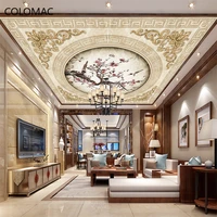 colomac custom chinese style flower and bird 5d living room ceiling wallpaper bedroom dining room dome mural dropshipping