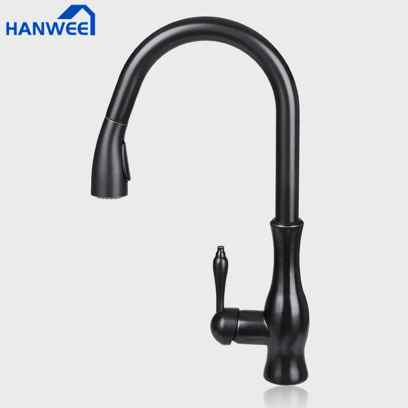 Выдвижной черный кухонный кран Однорычажный смеситель для воды кухни с