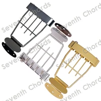 a set trapeze 4 string archtop tailpiece bridge for hollow semi hollow bass guitar with wired frame chrome black gold