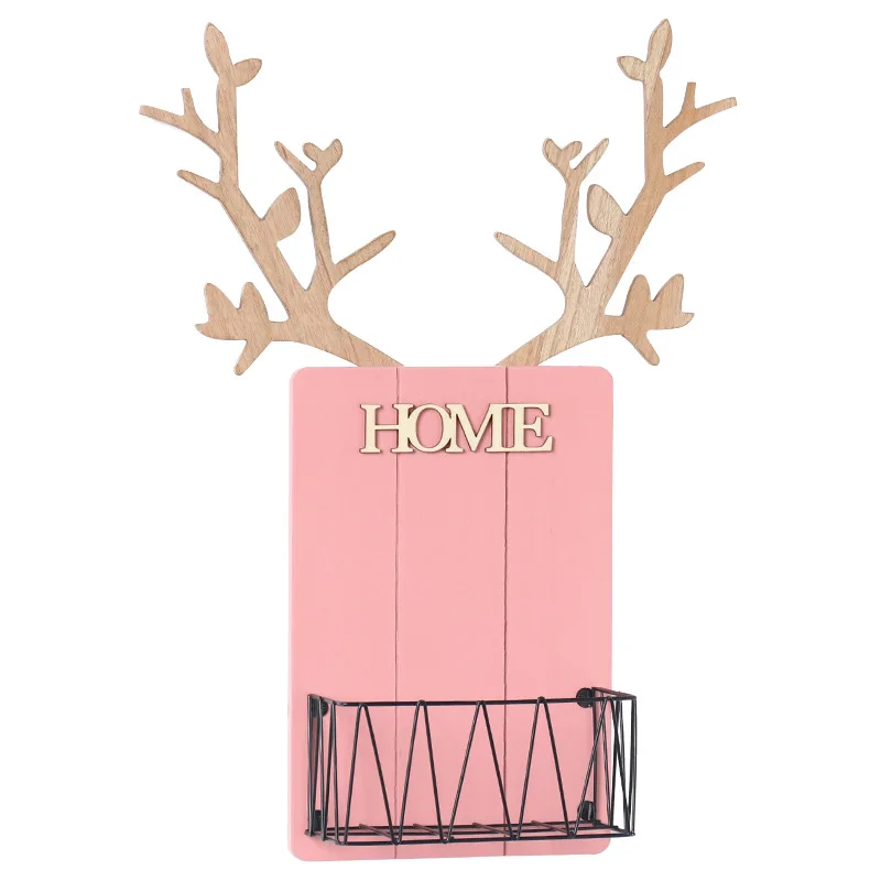 

Creative Ins Wind Antler Wall Shelf Home Living Room Wall Decoration Storage and Finishing Iron Grid Hanging Basket