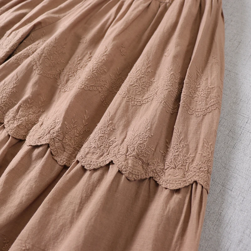 

Japan Style Mori Girl Embroidery Wide Leg Pants New Spring Summer Loose Cotton Women's Cropped Pants