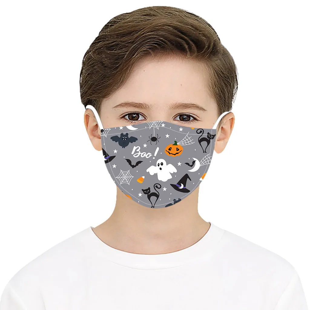 Детские маски для лица с принтом на Хэллоуин ветрозащитные Моющиеся
