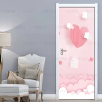 corner staircase pink door sticker of 3d waterproof wallpaper on the door home decor self stick wallpaper for living room decal
