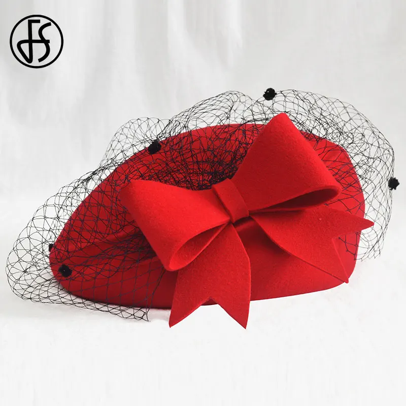 Женская фетровая шляпка Таблетка FS для церкви и торжественных случаев черная на