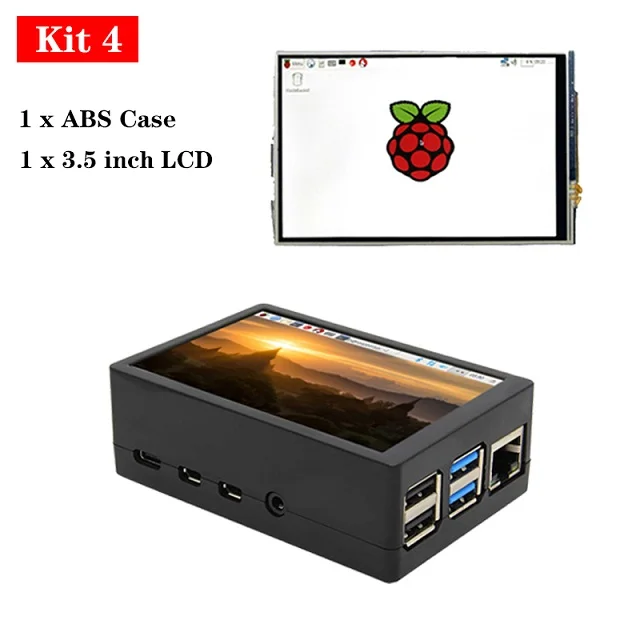 Raspberry Pi 4 корпус ABS Корпус Корпуса+ 3,5 дюймов TFT сенсорный экран ЖК-дисплей или крутой вентилятор охладитель для Raspberry Pi 4 Режим B - Цвет: Kit 4