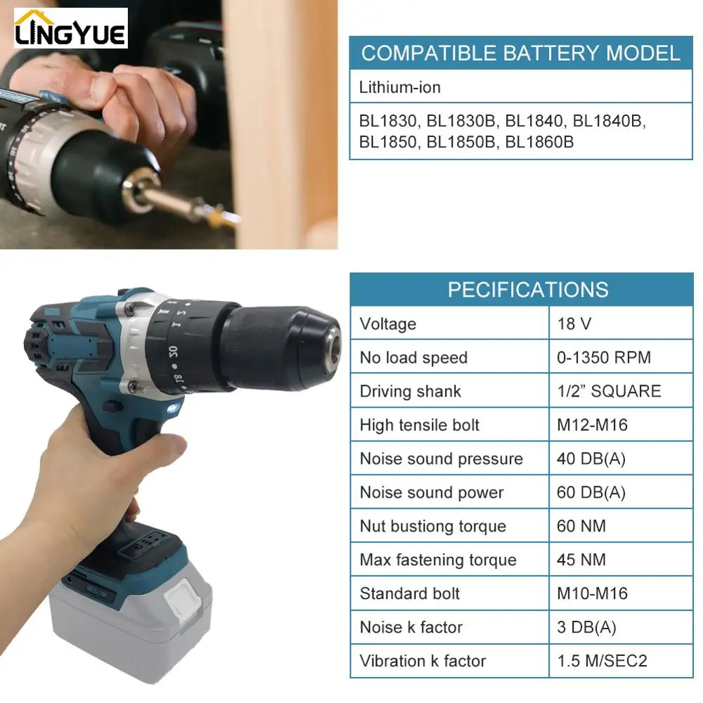 Электрическая безщеточная ручная дрель Makita 18 в для аккумулятора bl1840 bl1860b и т. д. A