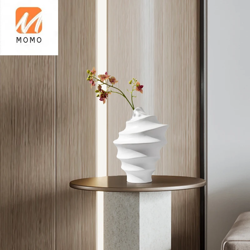 買取 家庭やオフィスの装飾のための特別な形のスパイラルセラミック花瓶,花の容器,リビングルームのサンプルの装飾