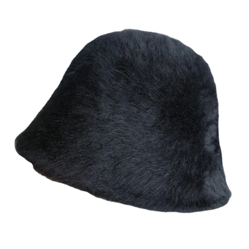 

Rabbit hair bucket cap fisherman's Hat Women's Korean versatile basin cap Plush warm hat children's autumn and winter
