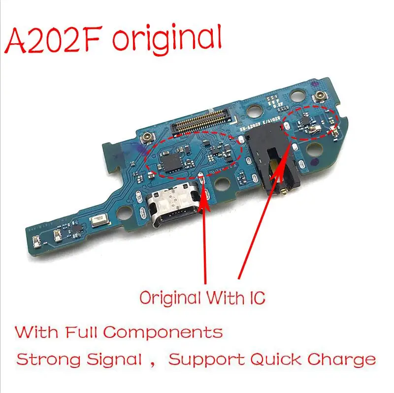 A202F Original 10 шт./лот USB разъем питания зарядки порт док-станция гибкий кабель для samsung Galaxy A20 A205F A205 A202F A202 - Цвет: A202F Original
