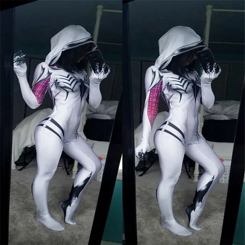 Веном Гвен Стейси Косплей Костюм Zentai Супер Герои боди костюм комбинезоны для взрослых женщин и детей