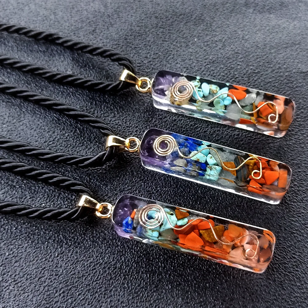 QIMOSHI 7 Chakra Crystal Pendant Necklace Chakela Orgone Healing Spiral Balancing Protection | Gems  Jewelry Women Men
