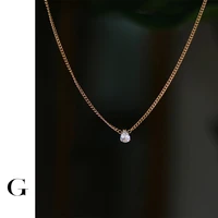 ghidbk titanium steel waterproof dainty stacking necklace for women drop shaped cubic zirconia adjustable choker pendant jewelry