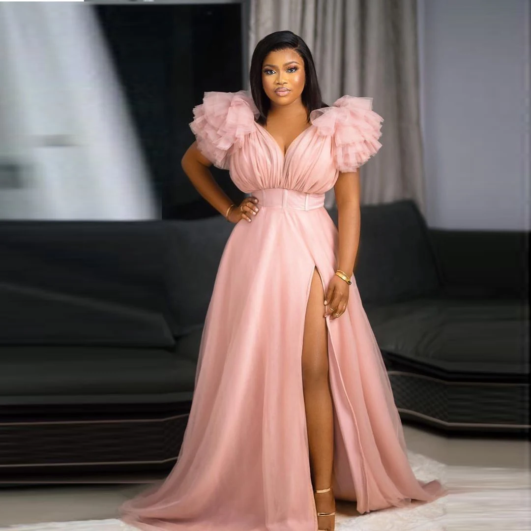 

Extra Lush Evening Formal Dress robe de soirée de mariage High Split Evening Dresses Pink Custom Made 2022 vestido de festa