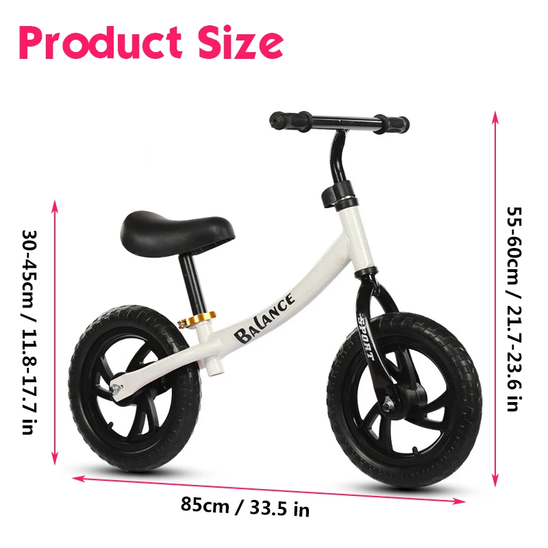 

Balance Bike Kids Walker Bicycle Ride on Toy for 2-6 Years Old Boys Girls 75KG Load Children for Learning Kids Metal 70-120cm